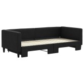 Fekete kihúzható szövet heverő 90x200 cm