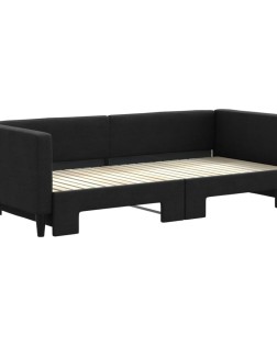 Fekete kihúzható szövet heverő 90x200 cm