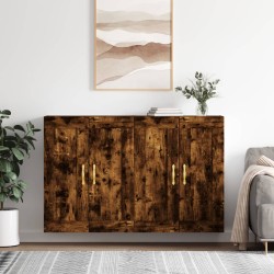 2 db füstös tölgyszínű falra szerelhető fa éjjeliszekrény