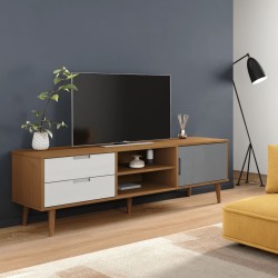 Barna tömör fenyőfa tv-szekrény 158 x 40 x 49 cm