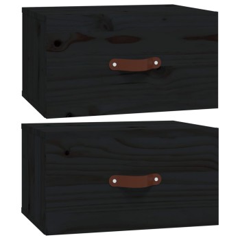 2 db fekete falra szerelhető éjjeliszekrény 40 x 29,5 x 22 cm
