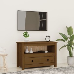 Mézbarna tömör fenyőfa tv-szekrény 79 x 35 x 52 cm