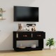Fekete tömör fenyőfa tv-szekrény 90x40x602 cm