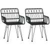 2 db fekete pe rattan karfás kerti szék 56 x 64 x 80 cm