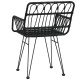 2 db fekete pe rattan karfás kerti szék 56 x 64 x 80 cm