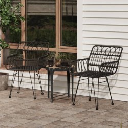 2 db fekete pe rattan karfás kerti szék 56 x 64 x 80 cm