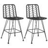 2 db bárszék fekete polietilén rattan és acél 45x56x103,5 cm