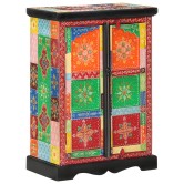 Tömör mangófa kézzel festett kisszekrény ajtókkal 53x30x75 cm