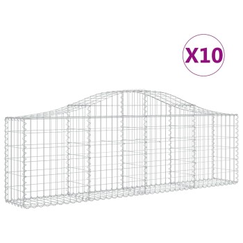 10 db íves horganyzott vas gabion kosár 200x30x60/80 cm