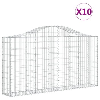 10 db íves horganyzott vas gabion kosár 200x30x100/120 cm
