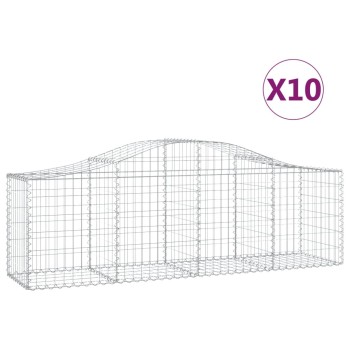 10 db íves horganyzott vas gabion kosár 200x50x60/80 cm
