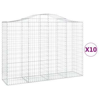 10 db íves horganyzott vas gabion kosár 200x50x140/160 cm