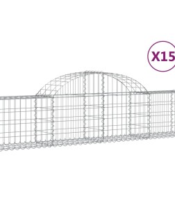 15 db íves horganyzott vas gabion kosár 200x30x40/60 cm
