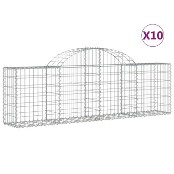 10 db íves horganyzott vas gabion kosár 200x30x60/80 cm