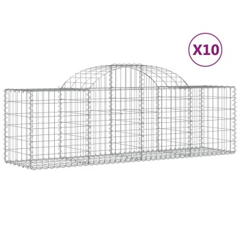 10 db íves horganyzott vas gabion kosár 200x50x60/80 cm