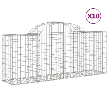 10 db íves horganyzott vas gabion kosár 200x50x80/100 cm
