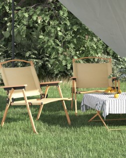 2 db bézs oxford szövet camping szék 54 x 43 x 59 cm