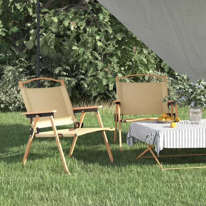 2 db bézs oxford szövet camping szék 54 x 43 x 59 cm