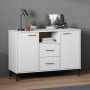 Oslo fehér tömör fa tálalószekrény fémlábakkal 113x40x77 cm