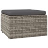 Szürke polyrattan kerti lábtartó párnával 55 x 55 x 30 cm