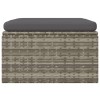 Szürke polyrattan kerti lábtartó párnával 55 x 55 x 30 cm