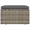Szürke polyrattan kerti lábtartó párnával 55 x 55 x 30 cm