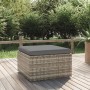 Szürke polyrattan kerti lábtartó párnával 55 x 55 x 30 cm