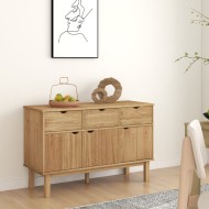 Tömör fenyőfa tálalószekrény 114x43x73,5 cm