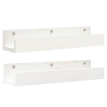 2 db fehér tömör fenyőfa fali polc 50 x 12 x 9 cm