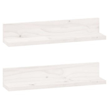2 db fehér tömör fenyőfa falipolc 50 x 11 x 9 cm