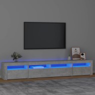 Betonszürke tv-szekrény led-lámpákkal 240x35x40 cm