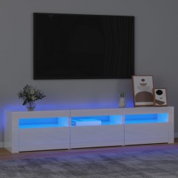 Magasfényű fehér tv-szekrény led lámpákkal
