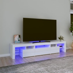 Magasfényű fehér tv-szekrény led lámpákkal