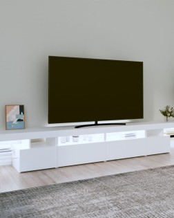 Fehér tv-szekrény led-lámpákkal 260x36,5x40 cm