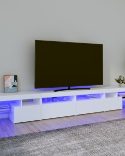 Fehér tv-szekrény led-lámpákkal 260x36,5x40 cm