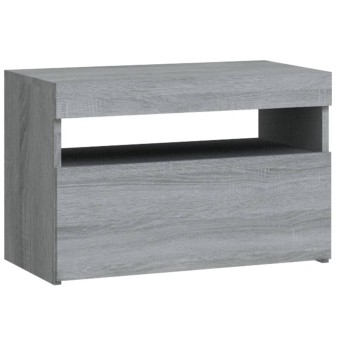 Szürke sonoma színű éjjeliszekrény led világítással 60x35x40 cm