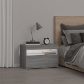 Szürke sonoma színű éjjeliszekrény led világítással 60x35x40 cm