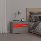 Szürke sonoma színű éjjeliszekrény led világítással 60x35x40 cm