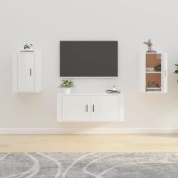 2 db magasfényű fehér fali tv-szekrény 40x34,5x60 cm