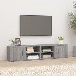 2 db szürke sonoma színű szerelt fa tv-szekrény 80x31,5x36 cm