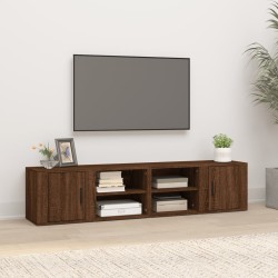 8 db barna tölgyszínű szerelt fa tv-szekrény 80x31,5x36 cm