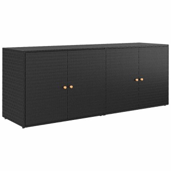 Fekete polyrattan kerti tárolószekrény 198 x 55,5 x 80 cm