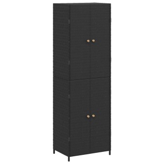 Fekete polyrattan kerti tárolószekrény 59 x 40 x 180 cm