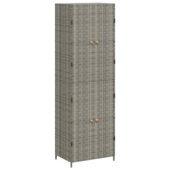 Szürke polyrattan kerti tárolószekrény 59 x 40 x 180 cm