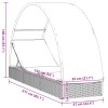 Szürke polyrattan napágy kerek tetővel 211 x 57 x 140 cm