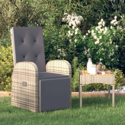 Szürke polyrattan dönthető kerti szék párnákkal