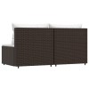 2 db barna polyrattan kerti középső kanapé párnával