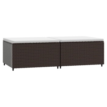 2 db barna polyrattan kerti lábtartó párnával