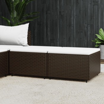 2 db barna polyrattan kerti lábtartó párnával