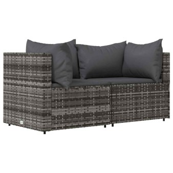 3 részes szürke polyrattan kerti ülőgarnitúra párnákkal
